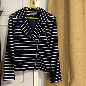 Bagatelle Navy and White striped moto jacket in size large